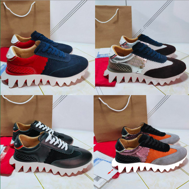 

Newest Casual Shoe Red bottom Shoes Loubishark Flat Leather Stylist Sneakers Men Women Donna Tiketa Runners Sneaker Krystal Spikes