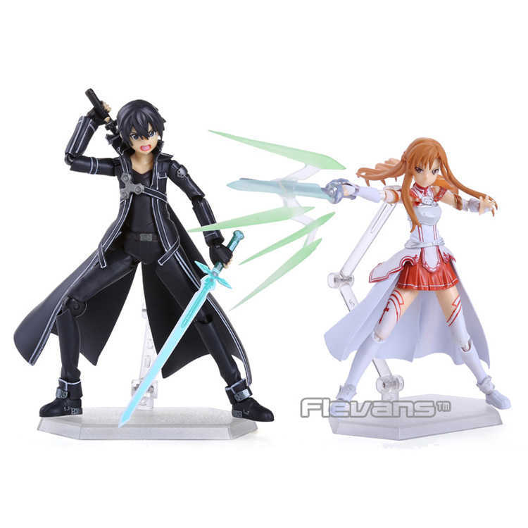 

Sword Art Online SAO Kirito Kazuto Figma 174 Asuna Figma 178 PVC Action Figures Toys Q0621