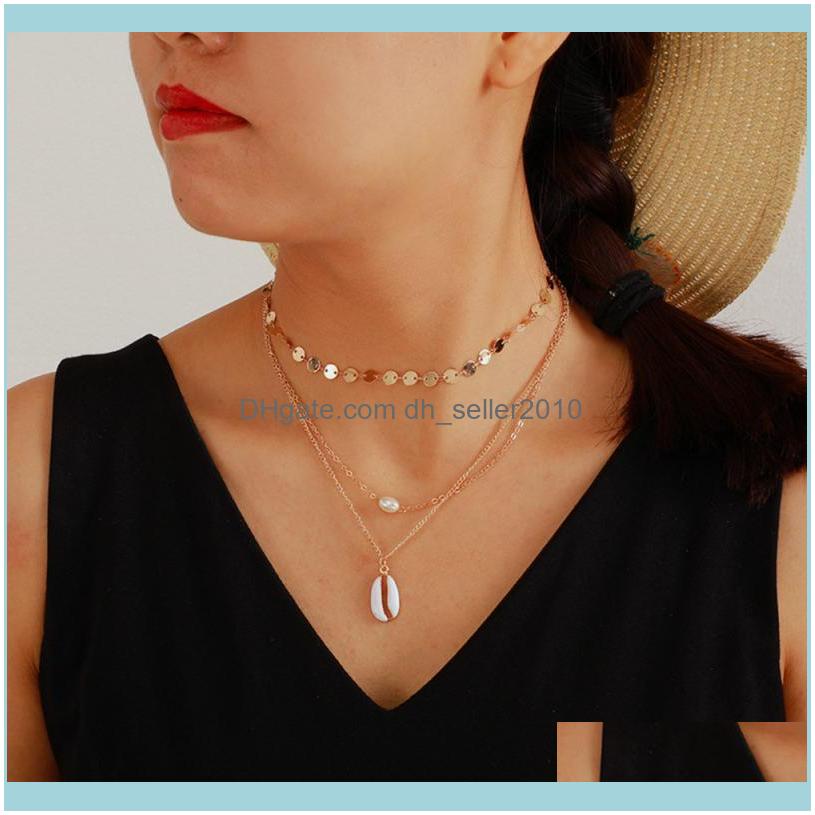 

Necklaces & Pendants Jewelryall-Match Fashion Personality Disc Shell Pearl Pendant Alloy Multilayer Necklace Women Chains Drop Delivery 2021