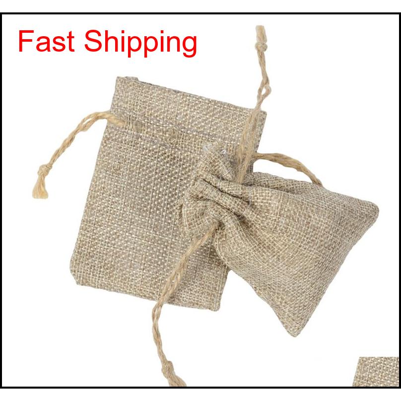 

Pouches 7X9Cm Double Layer High Quanlity Natural Linen Dstring Jewelry Pouch Gift Hessian Wedding Favor Jute Bags Burlap Package Aqtkk Lphuj