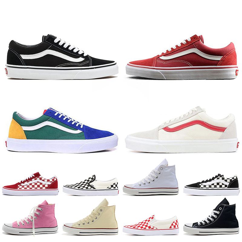 

Women Mens Skateboard Trainers Van Canvas Shoes Classsic Slip-on Old Skool OFF THE WALL SK8-HI Fear of god Yacht Club White Black Outdoor Sports Sneakers, C49 36-45