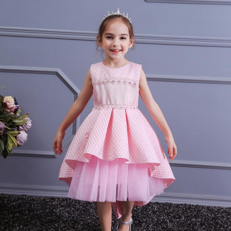 

Girl's Dresses Flower Trailing Princess Girls Dress Party Lace Elegant Evening Big Bow For Girl Catwalk Wedding Birthday Baby Kid Clothes, Red;yellow