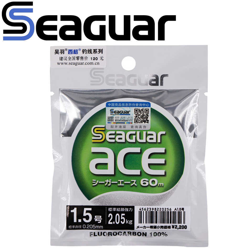 

SEAGUAR ACE 60M 100% FLUOROCARBON Fishing Line 0.95KG-10.4KG Power Made in Japan Wear resistant FLUORO CARBON Lines 210609