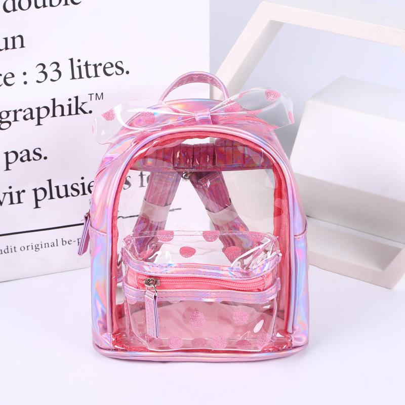 

School Bags Kids Mini Backpack Purse Cute PVC Transparent For Girls Kawaii Dot Baby Clear Back Pack Bag, Gold