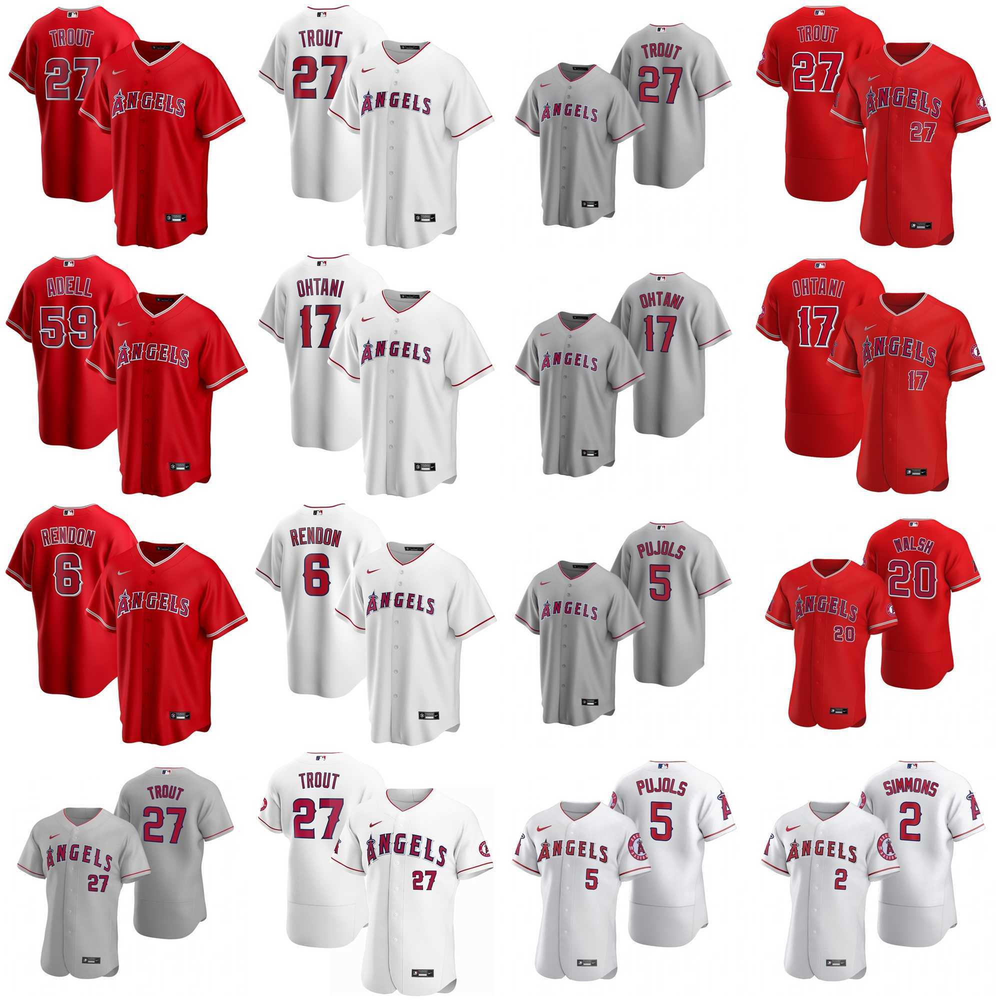 

Los Angeles Angels Baseball Jerseys Shohei Ohtani Jersey Mike Trout Jared Walsh Anthony Rendon Andrelton Simmons Albert Pujols Jo Adell La Stella Stitched, 27 trout