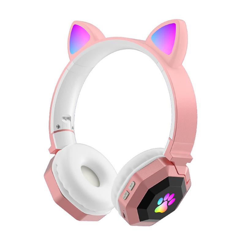 

Headphones & Earphones Headset Cartoon Cat Ears LED Wireless Headphone 3.5mm Foldable V5.0 Earphone With Mic Kid Girl Blueteeth Gift