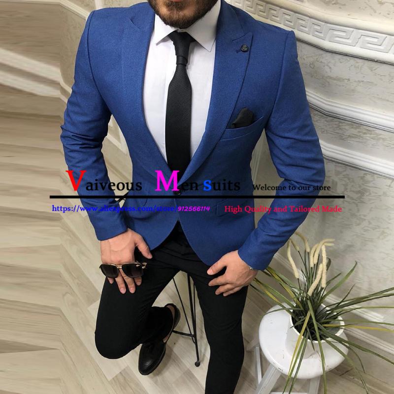 

Men's Suits & Blazers Royal Blue Blazer Black Pants For Wedding 2 Pieces Business Office Work Set Formal Groom Tuxedos Traje Hombre, Gray