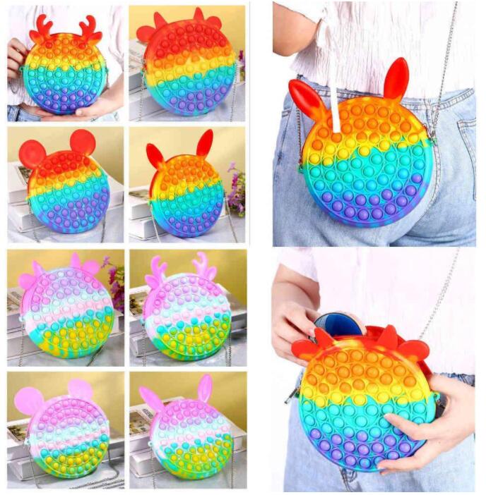 

Rainbow Macaroon Fidget Favor Bubble Chain Bag Purses Kids Boy Girls Novel Cool Design Crossbody Fanny Pack Push Sensory Puzzle Toys Leaning Education CT25 DHL