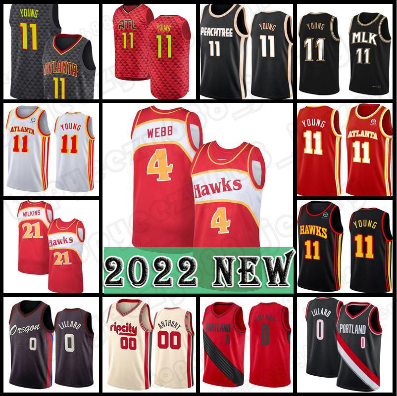 

4 Spud Webb Trae 11 Young 2022 Basketball Jersey Damian 0 Lillard Mens Jerseys City Red yellow black white