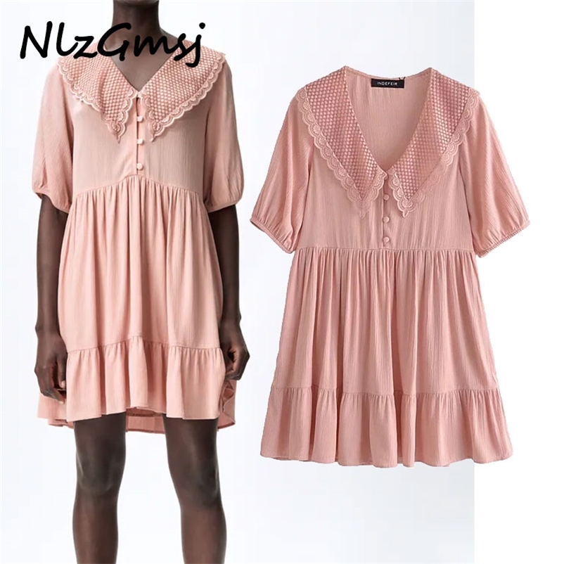 

Dresses for Women Summer Oversized Casual Button Up Mini Korean Fashion Short Sleeve Pink 06 210628, As picture