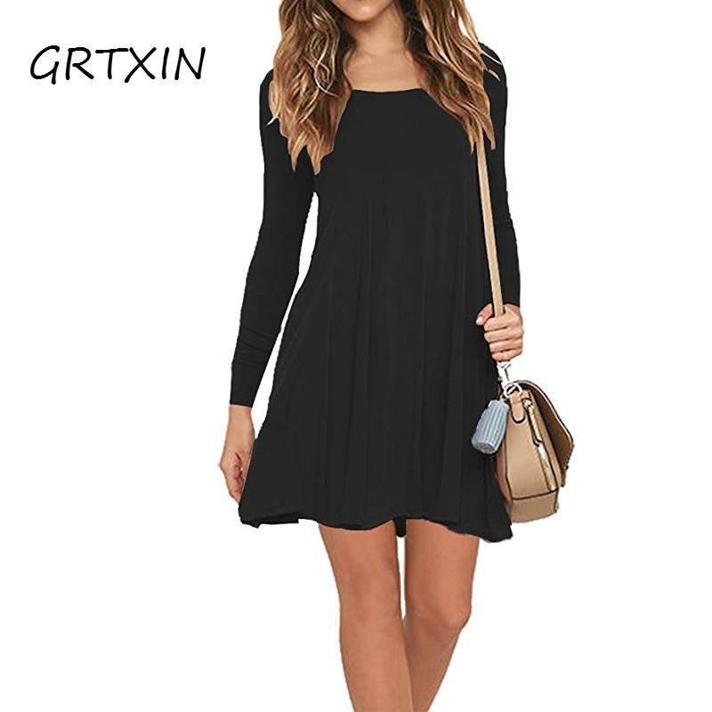 

Casual Dresses Women Autumn Winter Dress Sexy Mini Slim Office Dres A-Line Long Sleeve Solid Robes Vestidos, Green