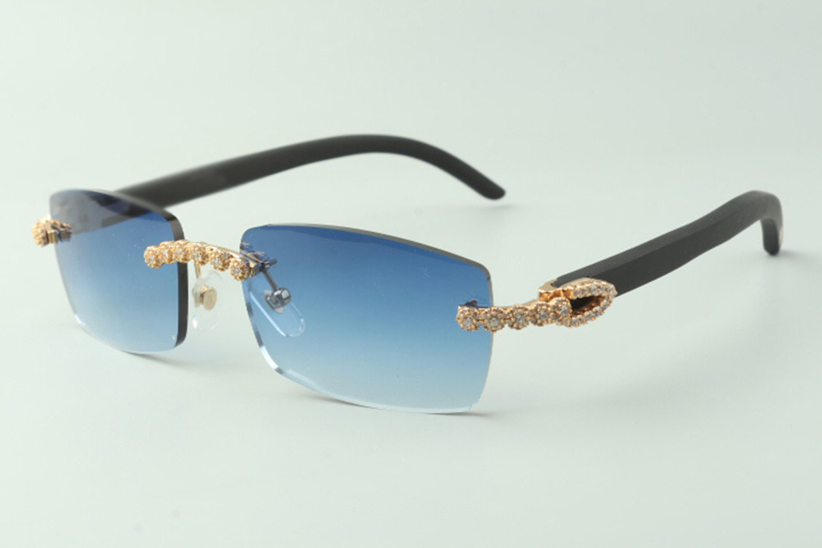 

2021 exquisite bouquet diamond sunglasses 3524012 with natural black wooden temples glasses lens 3.0 thickness,size: 18-135 mm