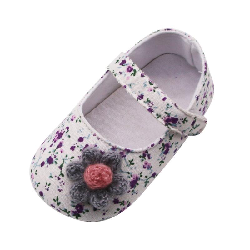 

First Walkers Summer Shoes For Born Baby Girls Flowers Printing Applique Prewalker Soft Sole Hook & Loop Single