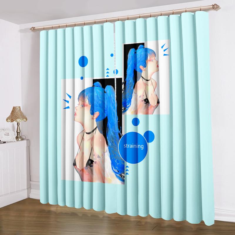 

Curtain & Drapes Sexy Curtains 3D Print Blue Hair Girl Bathroom For Bedroom Living Room Home 2 Panels