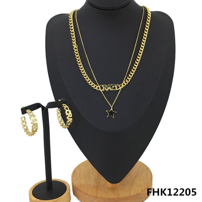 

Earrings & Necklace Yuminglai Gold Color Dubai Jewelry Sets For Women African Luxury Jewelries Italian Plated FHK12205, Silver