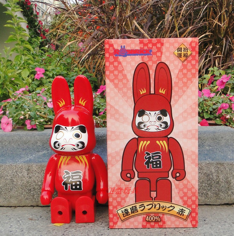 

New violent building block bear China Fu BE@RBRICK Bearbrick 400% chrome orange Dharma rabbit 28cm