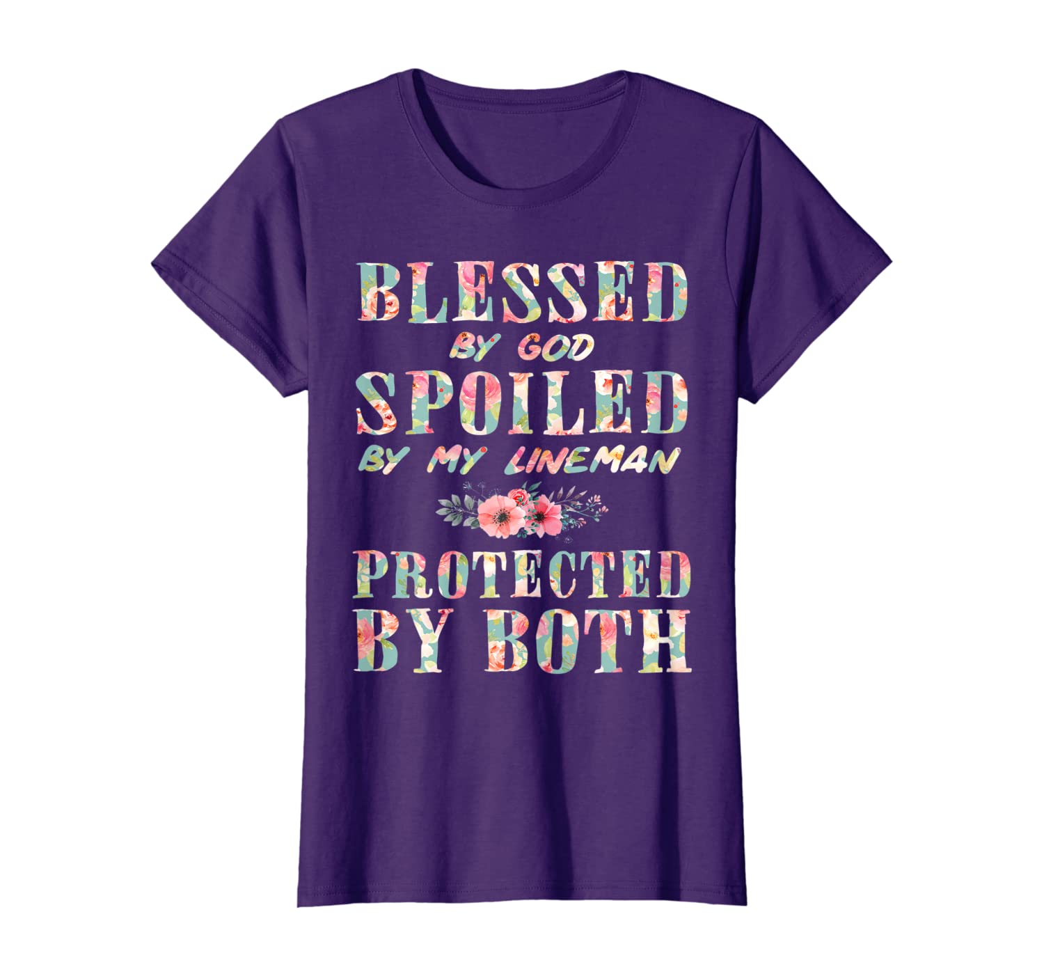 

Womens Blessed By God Spoiled By My Lineman Wife Shirt, White;black