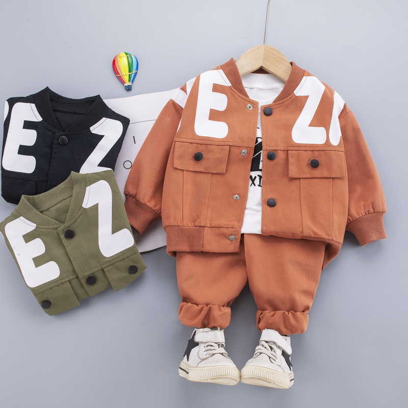

Boys Clothing Sets Children Fashion Cartoon Baby Long Sleeve T-shirt Coat And Pants Suit 3pcs Outfits Kids Sport Suit1-4 years P0831, Green