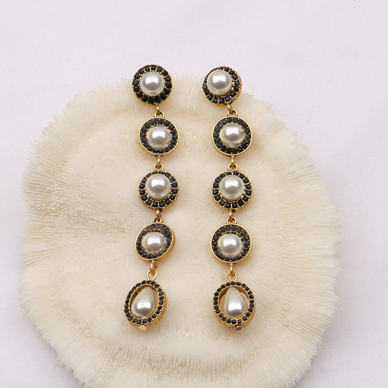 

18K Gold Plated Luxury Brand Designers Letters Print Stud Dangle Hoop Geometric Exaggerate Women Tassel Crystal Rhinestone Pearl Earring Wedding Party Jewerlry