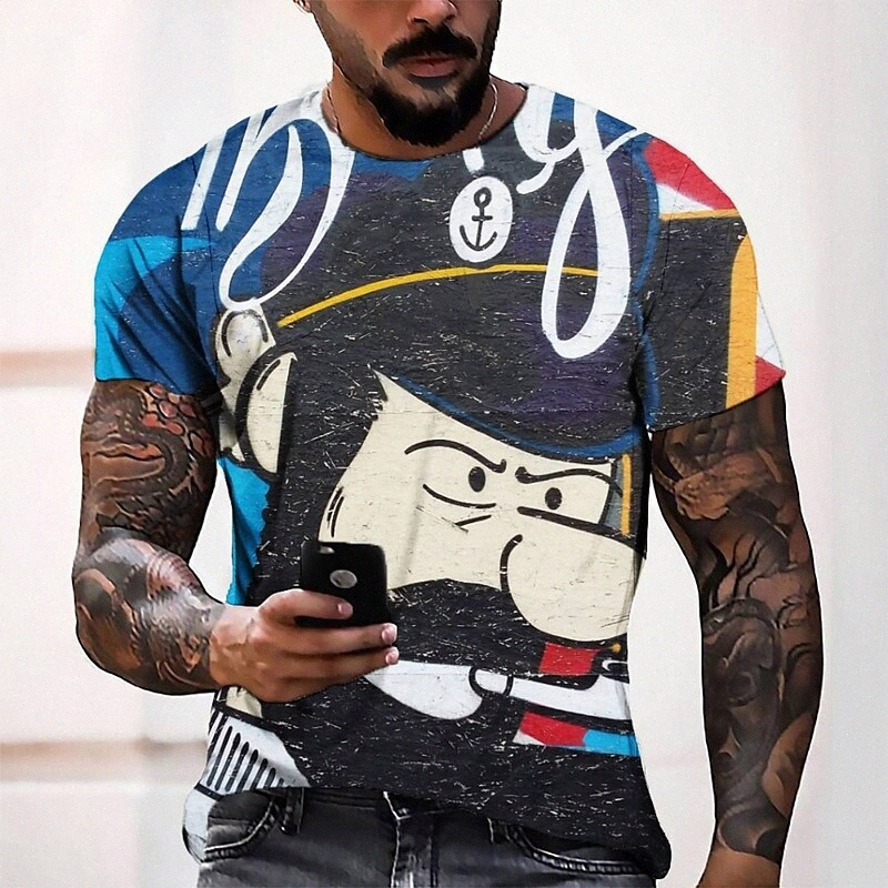 T-shirt Tee T-shirt 3D Imprimer graphique col rond décontracté quotidien quotidien 3D imprimé à manches courtes Haut de mode Cool confortable noi
