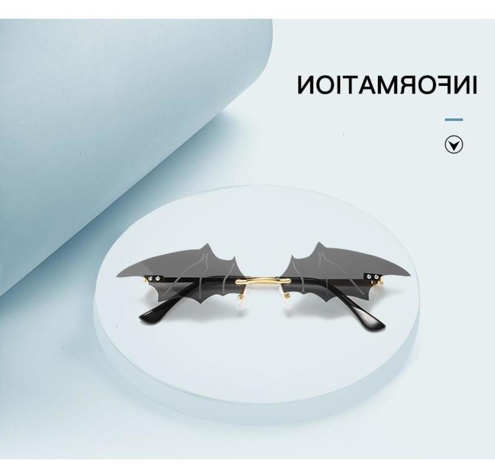 

sunglasses Fashionable sun frames retro bat vintage female mirror Personality no-hoop sunglasses men trend fashion small eyewear, Black
