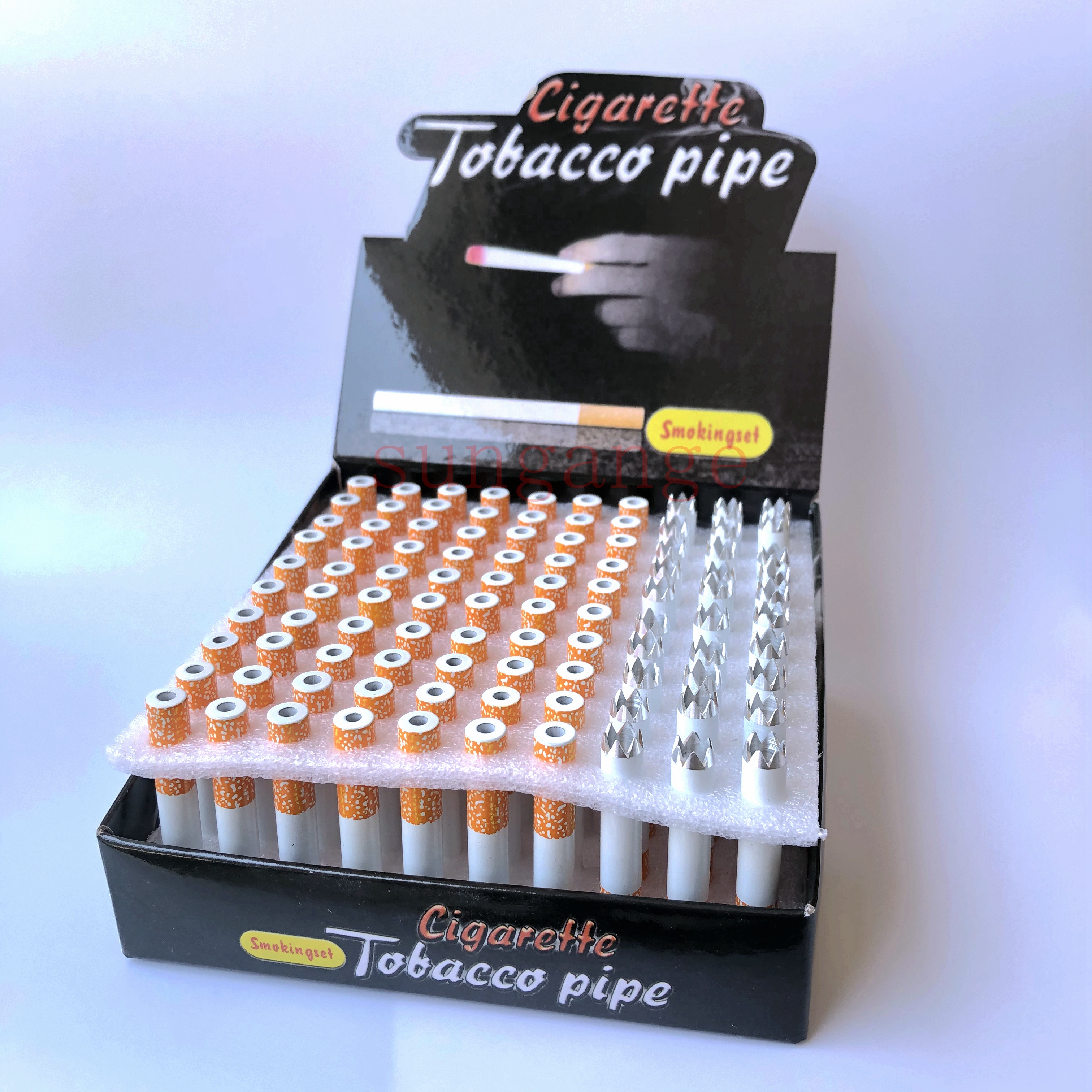 

100 Pcs/lot Cigarette Shape Smoking Pipes Sawtooth Aluminium Alloy Metal Pipe One Hitter Bat for Tobacco Herb Tools Accessories