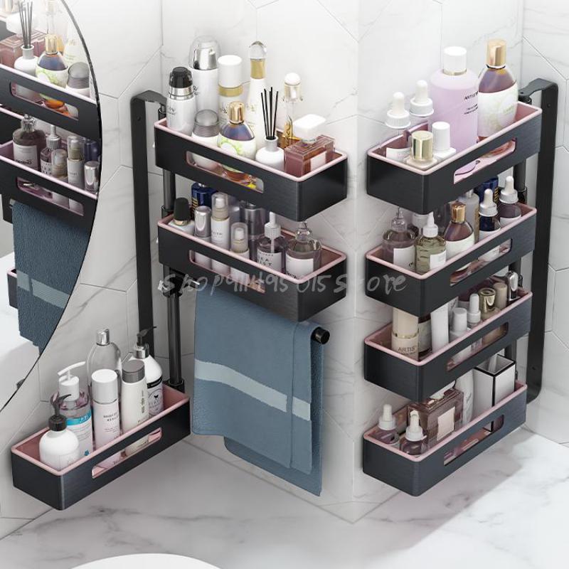 

Hooks & Rails Toilet Shelf Bathroom Cosmetic Vanity Wall Hanging Sink Free Perforated Storage Rack
