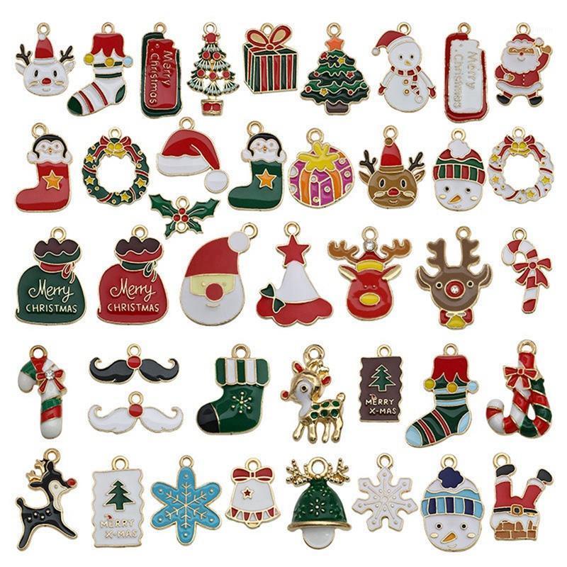 

Christmas Decorations 40PCS Pendants, Alloy Dripping Pendant, Santa Claus Snowman Tree Elk Jewelry Accessories DIY