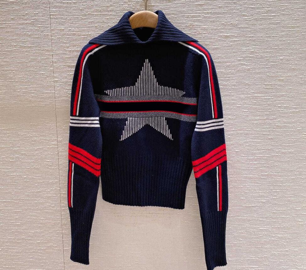 

Ladies sweater 2022D autumn and winter skiing series five-pointed star jacquard letter sweater pullover women's long-sleeved top, 03