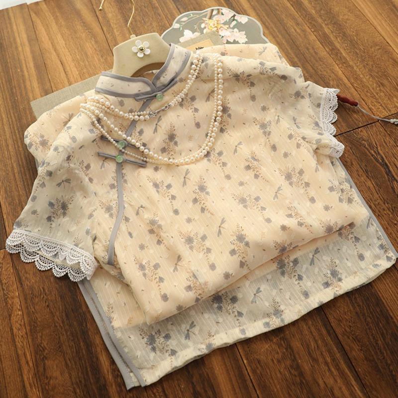 

Ethnic Clothing Summer Sexy Women Lace Cheongsam Mandarin Collar Chinese Party Dress Vintage Print Flower Qipao Vestidos Slim Dancing Robe G