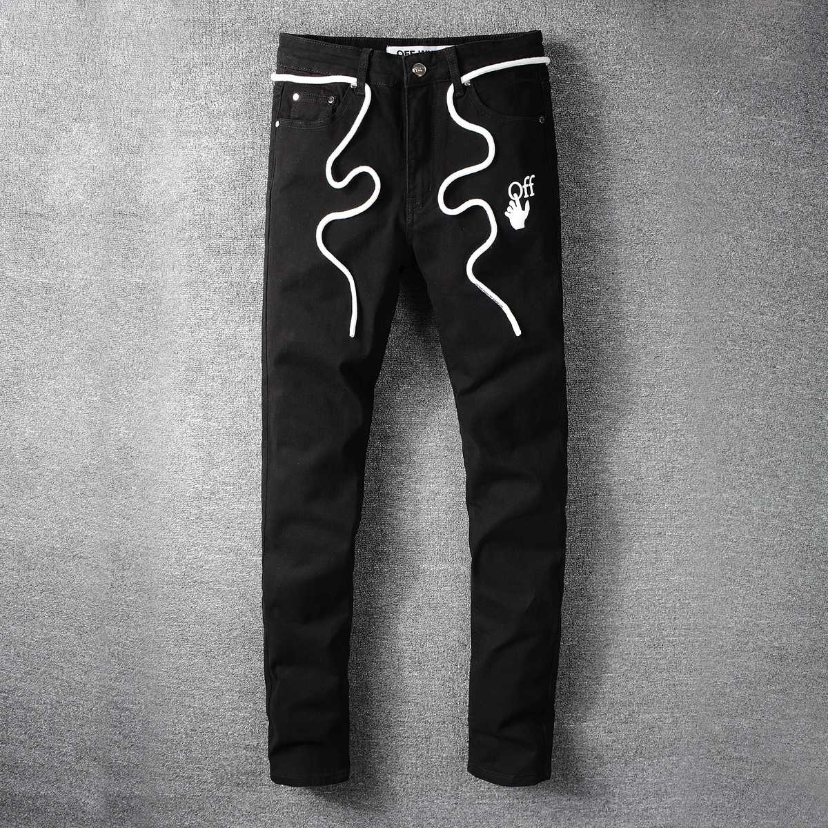

Off or White New Black Arrow Print Jeans for Young Men, Blue