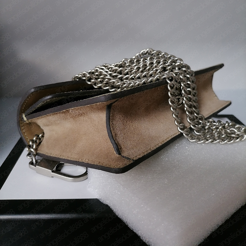 

Ladies supermini dionysvs chain belt bag with date code box women purses Tiger Head Closure letters print Canvas Genuine Leather flap should