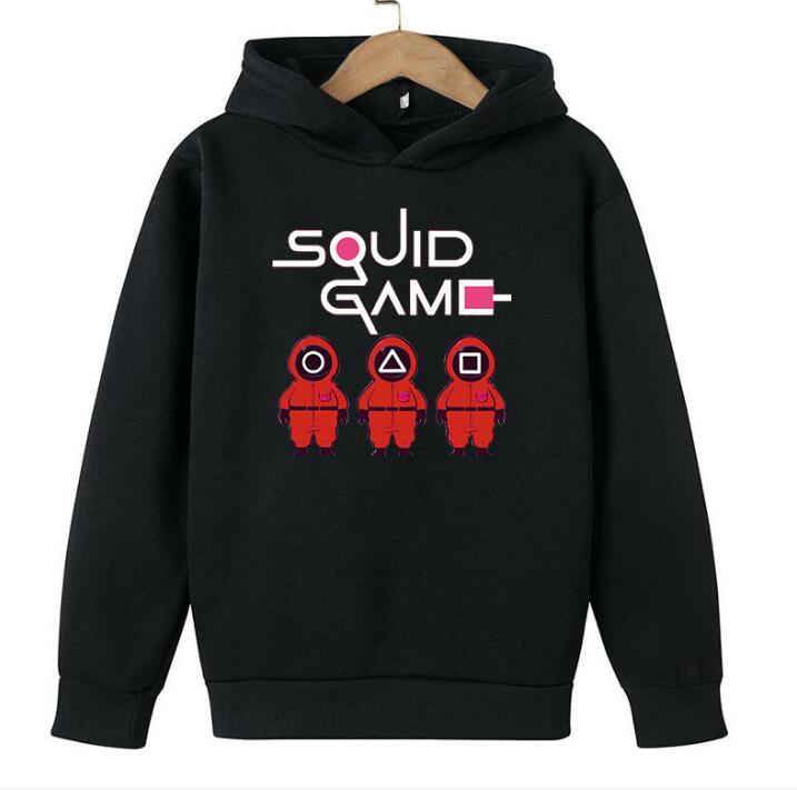 

2021 Squid Game Hoodie Baby Clothes Girl Clothing Boys Hoodie Teenager Clothes Hooded Sweatshirt Children's Role Playing Squid Game, Black