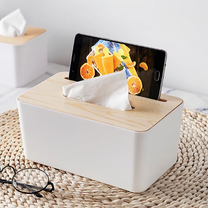 

Tissue Boxes & Napkins Removable Fashion Box Wood Cover Plastic Round Holder And Rectangular Style Storage Organizer Case