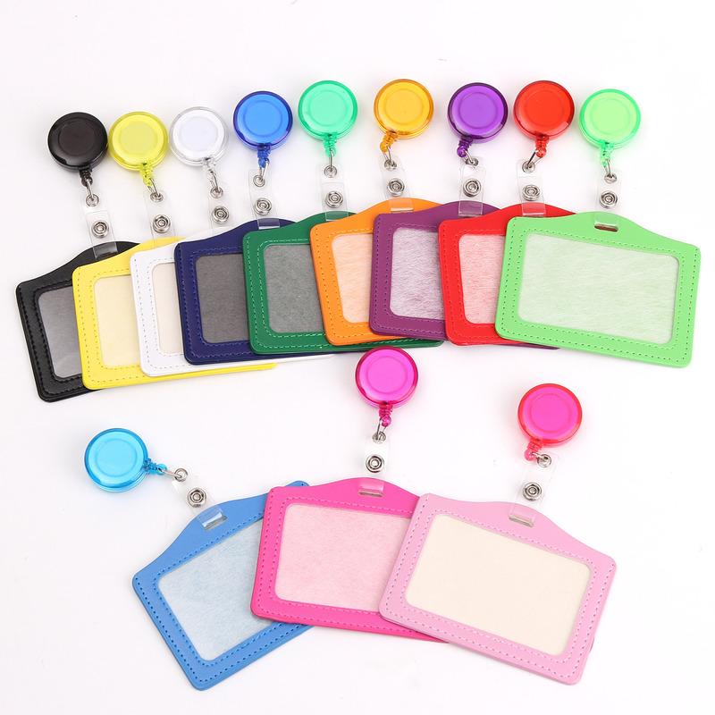 

Card Holders With Retractable Badge Reels Clip Name Office School Supplies Identity Protective Cover, 1pcs colour random