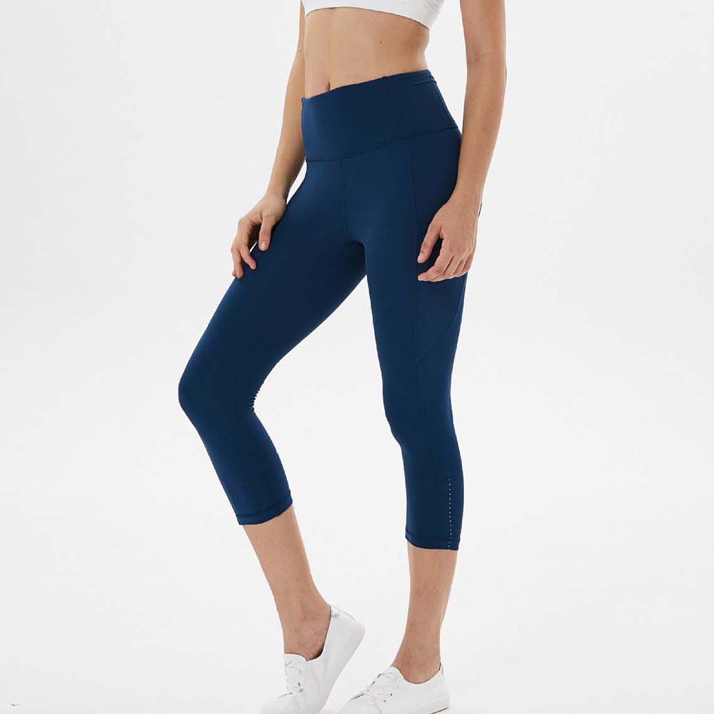 

L-588 Yoga Pants Leggings Running Fitness yogas outfit seven trousers lady women side pocket high waist tight Tights, Blue