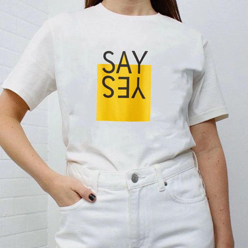 

Say Yes Graphic Tee Aesthetic Art Tumblr Kawaii Casual Funny Unisex Women T Shirt White O Neck Harajuku Street Style Clothing 210518, Grey tshirt
