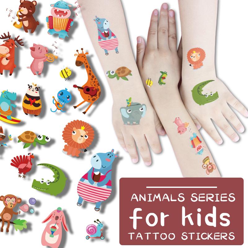 

Temporary Tattoos Kids Cartoon Animals Giraffe Lion Tattoo Sticker Small Hand Finger Face Tatoo Children Stickers Zoo