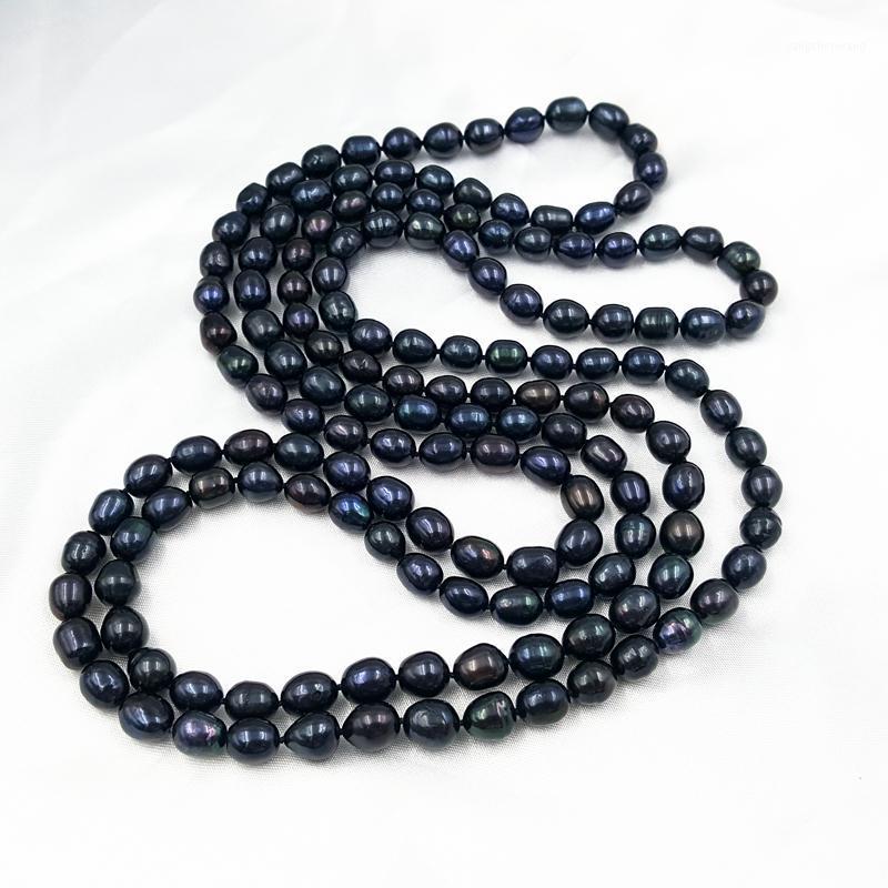 

Lii Ji 9-10mm Black Rice Freshwater Pearl Necklace 66" Chains