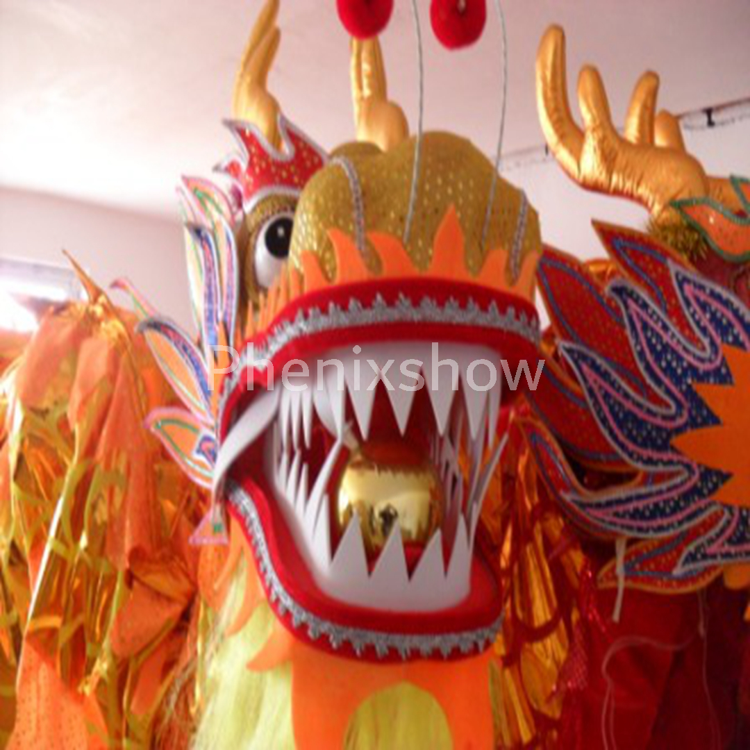 

10m 6 adult Size Brand New Chinese Traditional Folk Opera Spring Day DRAGON DANCE ORIGINAL Gold-plated Festival Celebration Costume party stage prop, Red-gold