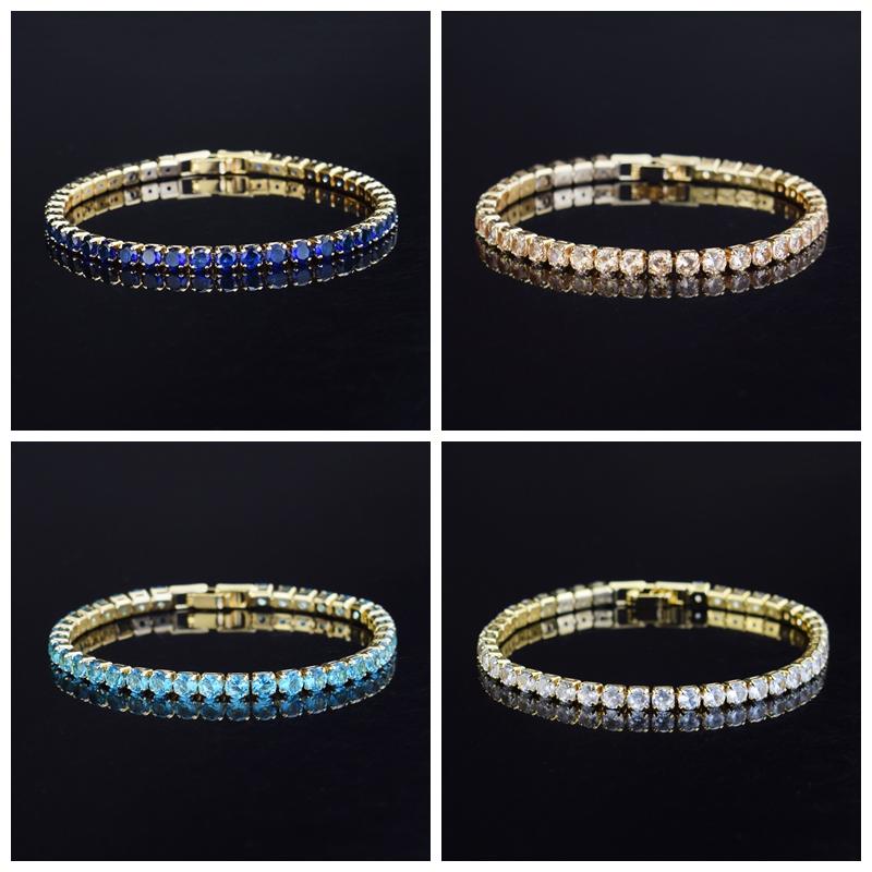 

Gold Plated Tennis Chain Bracelets Fashion Crystal Zircon Jewelry Cubic Zirconia Bangle Men Women Couples Gifts Link,