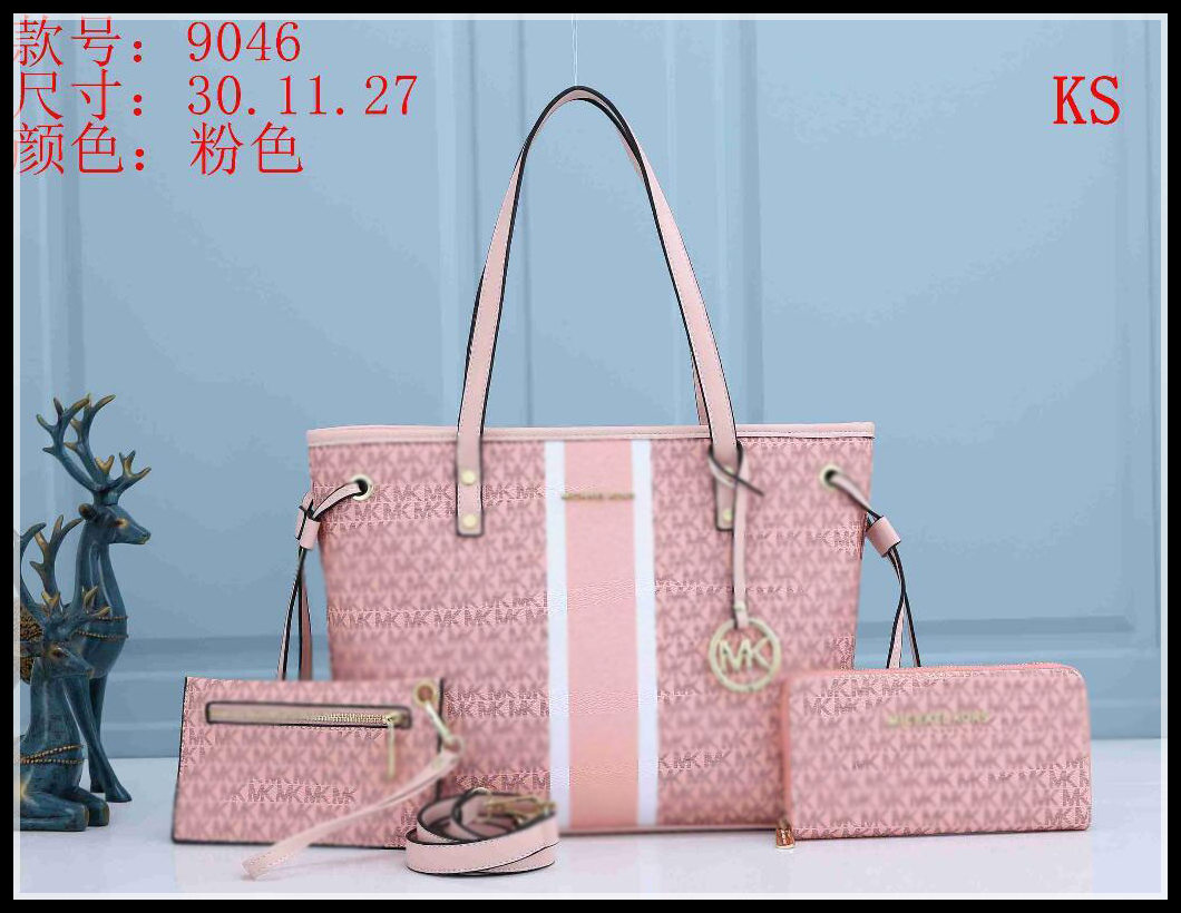 

MICHAELKORS Women Bags Genuine Leather Handbags High Quanlity Purses Lady Tote Bag Coin Purse Three Mini Pochette 8776