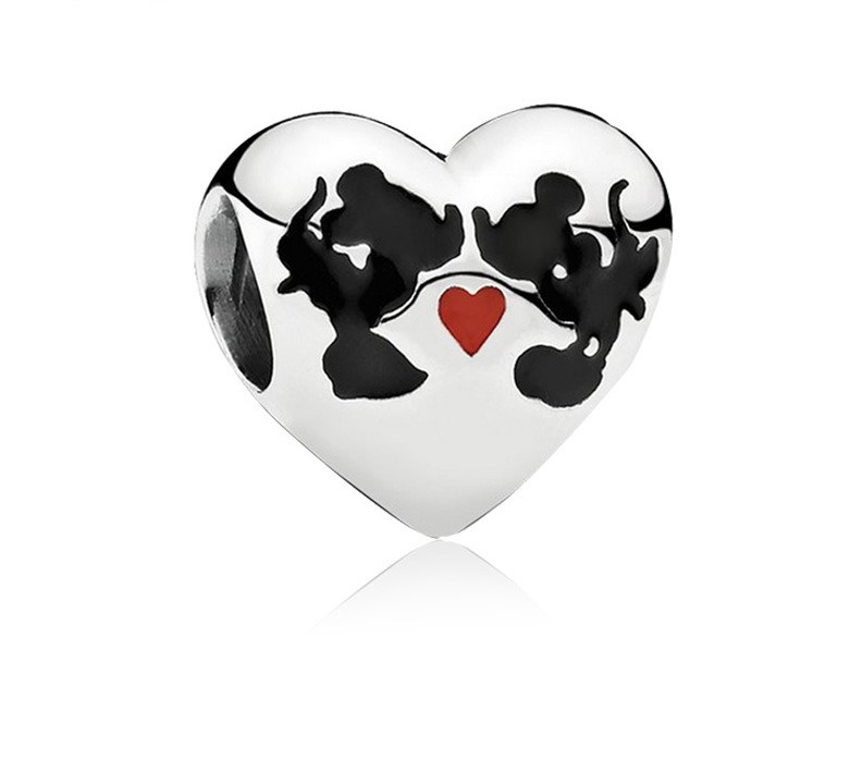 

Fits Pandora Bracelets 20pcs Heart Mouse Enamel Charms Beads Silver Charms Bead For Women Diy European Necklace Jewelry Accessorie