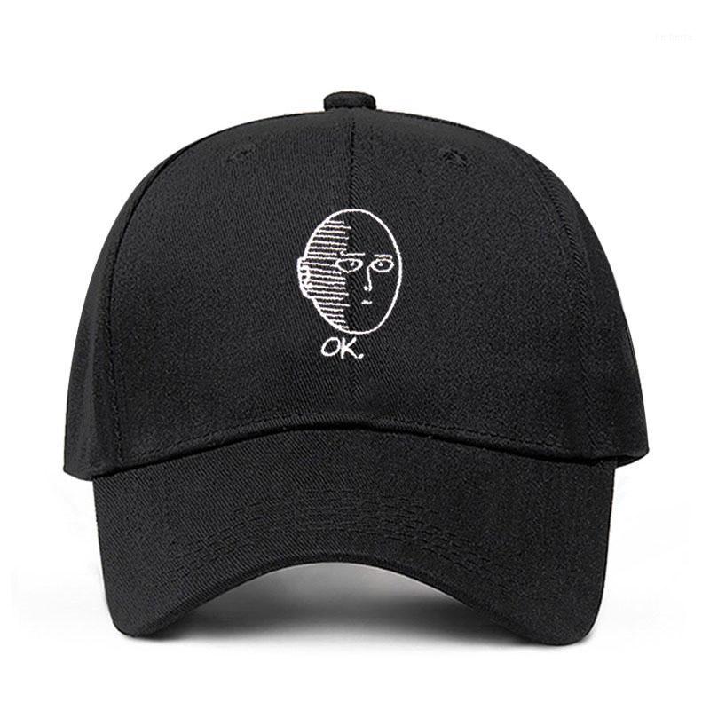 

Ball Caps ONE PUNCH-MAN Dad Hat 100% Cotton Baseball Cap Anime Fan Embroidery Funny Hats For Women Men Ok Man Punch Snapback, Black