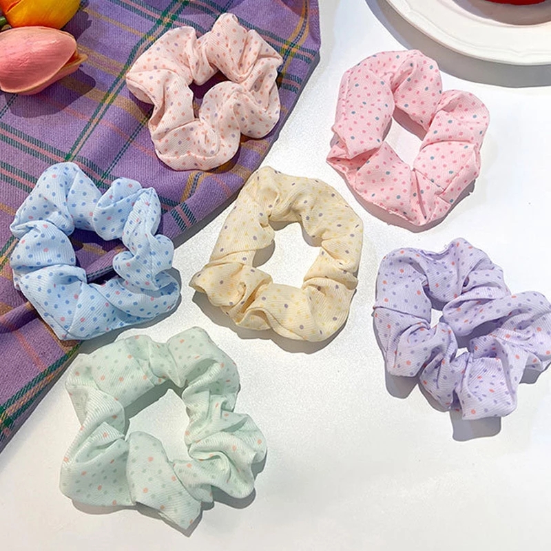

Candy Color Dot Elastic Tie Soft Hair Scrunchies Ponytail Holder Hair Band Headband Hair Accessories Tie Rope