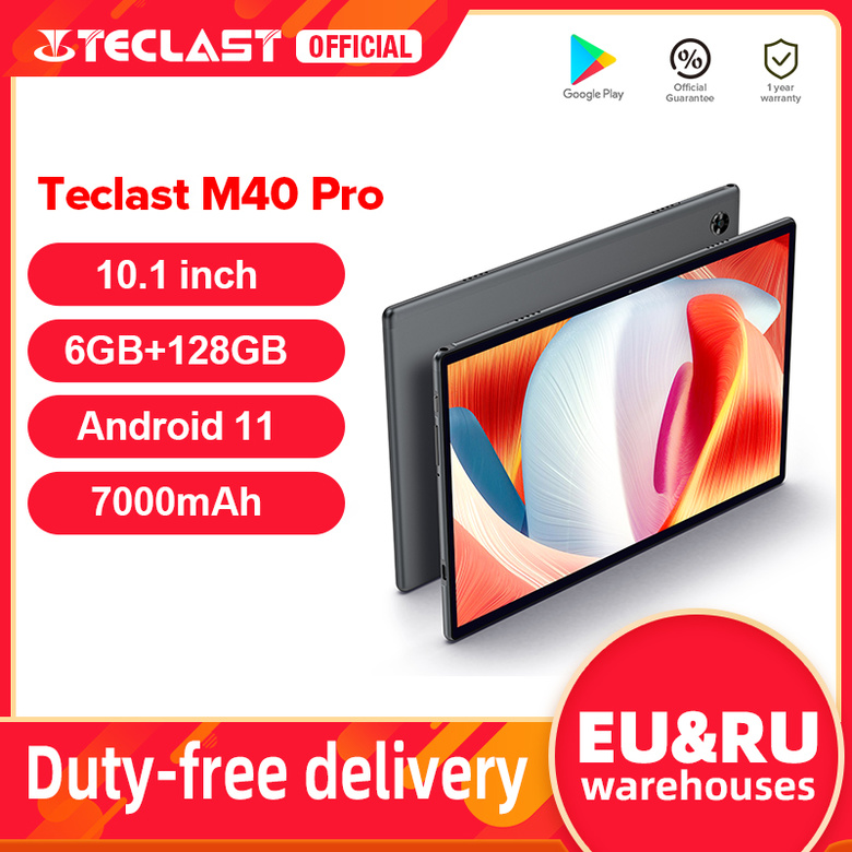 

Teclast M40 Pro 10.1'' Tablet 1920x1200 6GB RAM 128GB ROM UNISOC T618 Octa Core Android 11 4G Network Dual Wifi, Gray