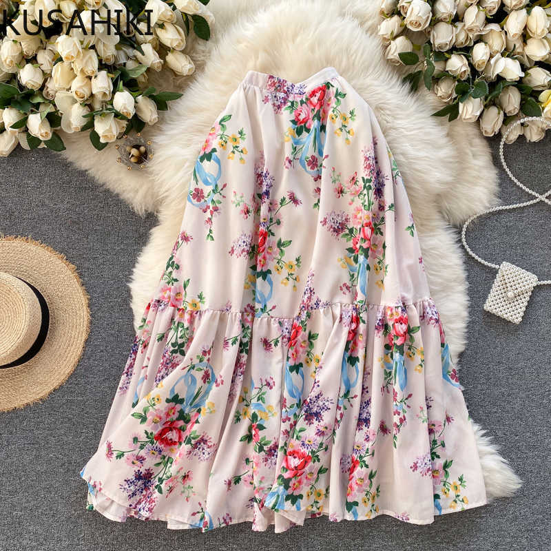 

Woman Skirts Korean Floral Ruffle High Waisted Causal Fashion Bottoms Sweet Mujer Faldas 6F836 210603, White