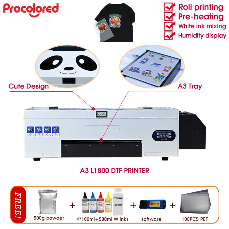 

Procolored Design Panda A3 L1800 DTF Printer + PET Film Software+ Inks+Powder WIMS+CISS System Printers