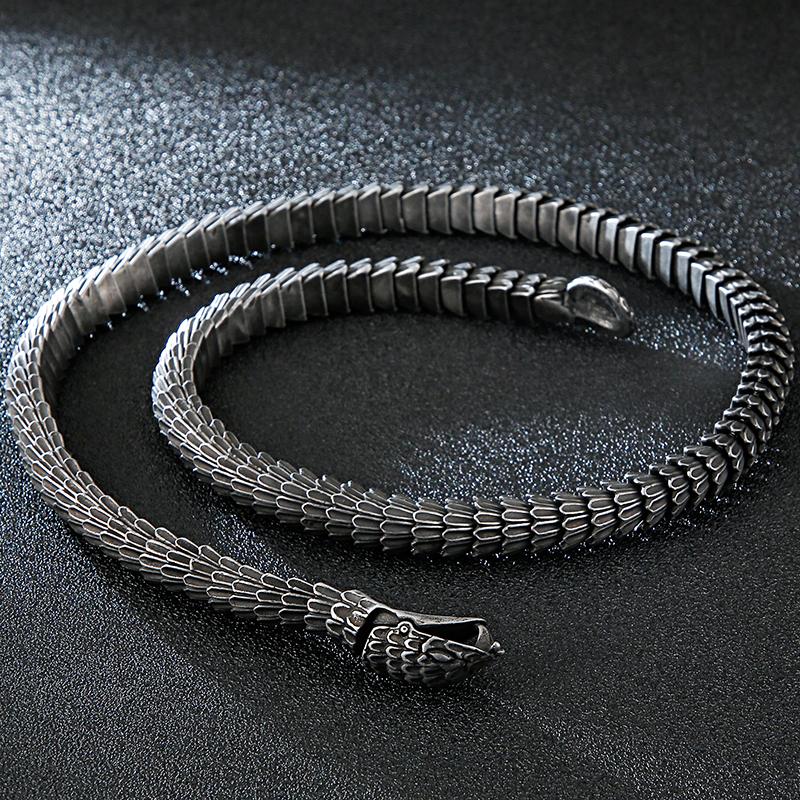 

Chains Punk Rock Snake Chain Choker Necklace For Men Heavy 316L Stainless Steel On Neck Jewelry Birthday Gifts Boyfriend Father Man, Silver