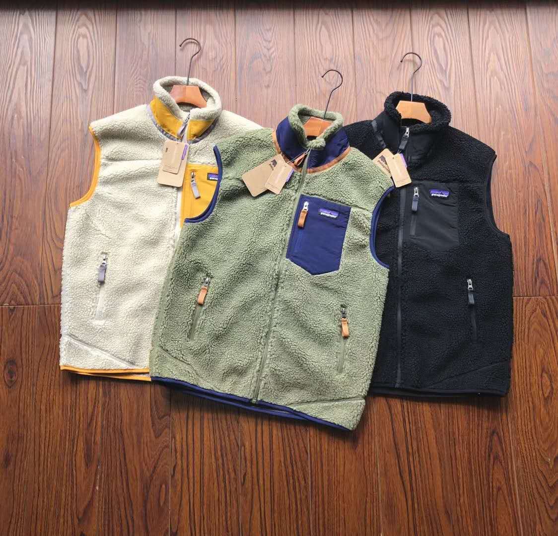 

PATAGONIA Thick warm Classic Retro-X autumn winter couple models lamb cashmere fleece vest for men women 8253, Black;white